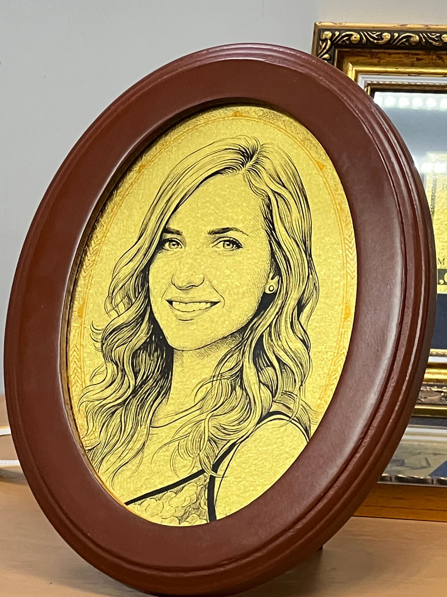 ustom portrait on 23k gold leaf